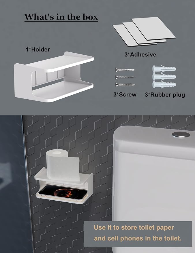 Bedside Wall Shelf Organizer, Small Bedside Shelf, (White) | Wall Mount for Bed, Stick on Wall Shelf, Double Tray Holder for Storing Cellphone, Glasses, Keys, Camera , Alarm Clock - Image 7