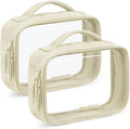 BAGSMART Puffy Clear Toiletry Bag, TSA-Approved & Wide-Open, 2-Pack, Beige | Travel Makeup Bag with Handle, Cosmetic Bag with Double Zipper for Women by BAGSMART