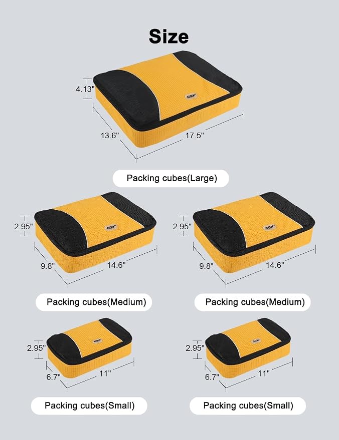 GOX Ultra Light 5 piece Packing Cubes Travel Luggage Organizer 1 Large 2 Medium 2 Small - Image 6