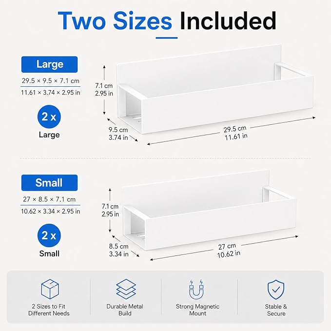 4 Pack Magnetic Cup Holder Heavy Duty, 12 Cup Capacity Water Bottle Organizer fit for Stanley Cup, Tumbler Storage Rack for Kitchen, Side of Fridge, Garage, Laundry Room, Cabinet, Pantry, RV - White - Image 8