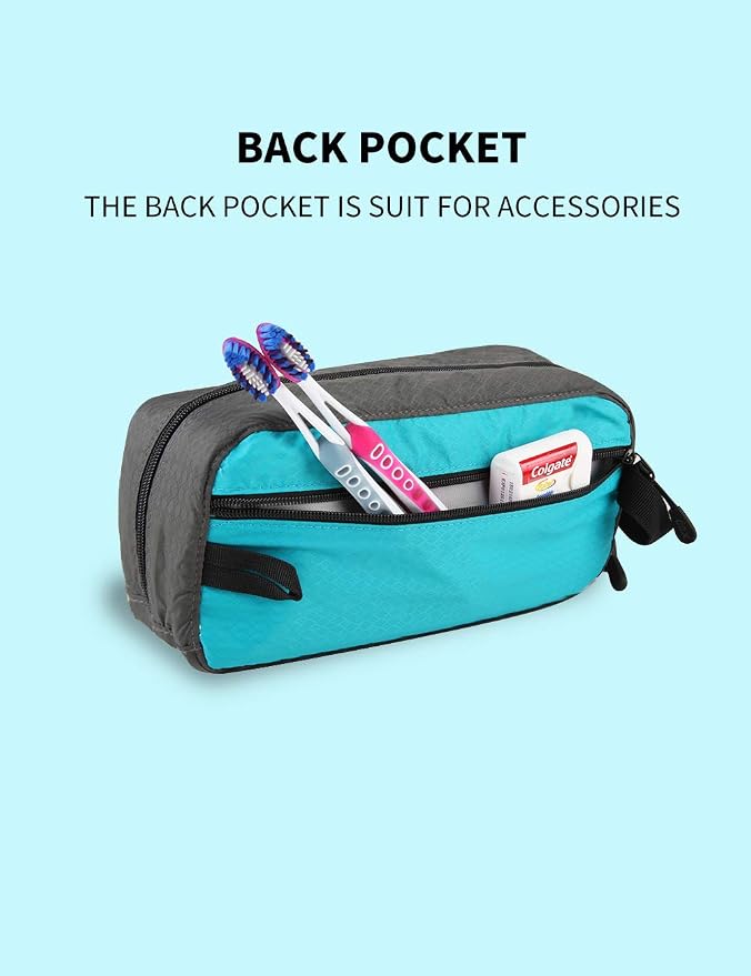 GOX Travel Small Toiletry Bag for Men Nylon Dopp Kit Medicine Bag Travel Organizer Pouch Shave Kits for Teens Toiletry Essentials Bathroom Compact (Turquoise, 9.8 * 4.3 * 3.3 Inches) - Image 4