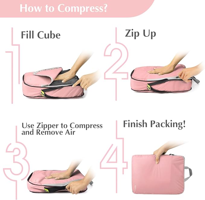 Gonex Compression Packing Cubes, 4-Piece Expandable Travel Organizers | Double-Zip Compression, Space-Saving Design, Ripstop Fabric, Carry-On & Backpack Friendly, Family & Business Travel - Image 7