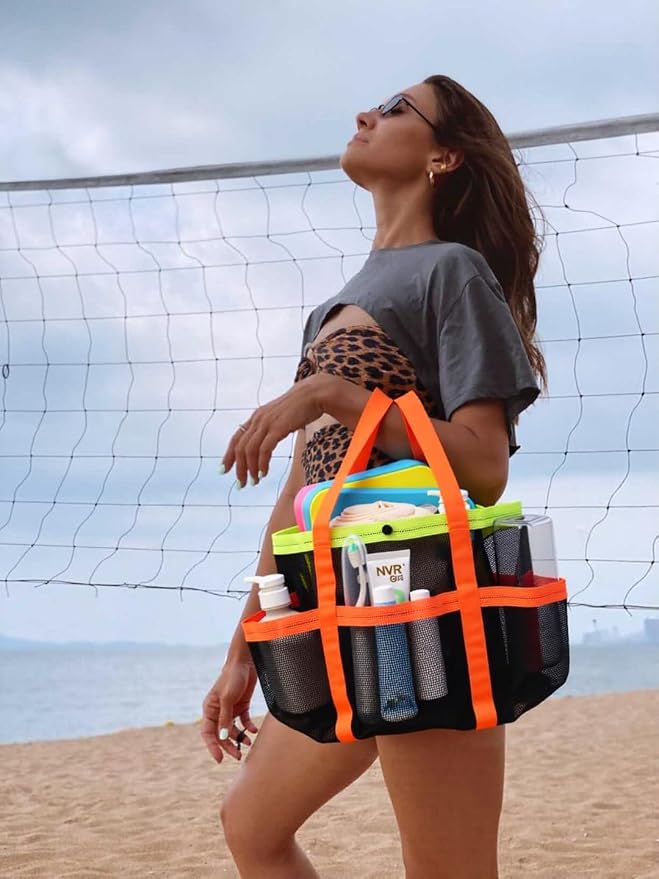 Mesh Beach Bag tote for women men cruise travel essentials swim pool towel bag for family vacation foldable must haves | foldable - Image 2