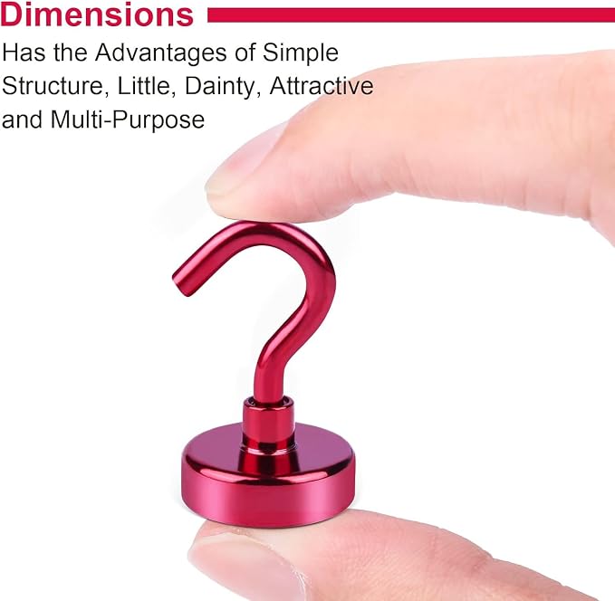 DIYMAG Magnetic Hooks 20pcs 30lbs Cruise Essentials 2026 Magnet Hook Red | Neodymium Heavy Duty Strong Magnets Hanging Ship Cabins Refrigerator Fridge Classroom Beach Vacation Kitchen Grills Home Tool - Image 5