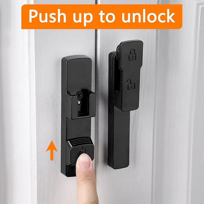 Black 180 Degree Barn Door Lock,Flip Gate Latches Hardware | Zinc Alloy Door Lock,Sliding Door Latches,for bedroom,drawer,pet enclosures,cabinet,garage,window - Image 3