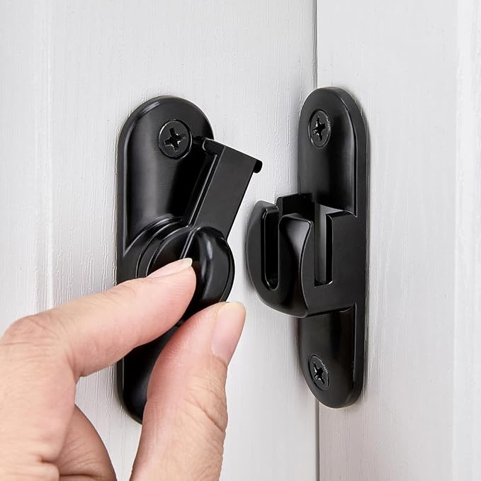3 Pcs Black 90/180 Degree Sliding Door Latches,Zinc Alloy Flip Latch | Barn Door Latch,Cabinet Lock,Right Angle Door Lock,for bedroom,cabinet,drawer,Gardens,Wine Cabinet,garage,window,Pet Cage - Image 4