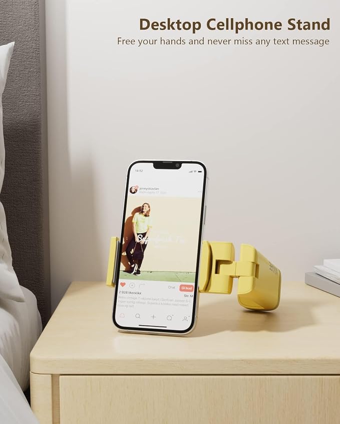 MiiKARE Airplane Phone Holder Mount, Plane Travel Essentials, Yellow | Universal Hands-free Phone Holer with 360° Rotation for Flying, Accessory Travel Must Haves Phone Stand for Desk, Tray Table - Image 4