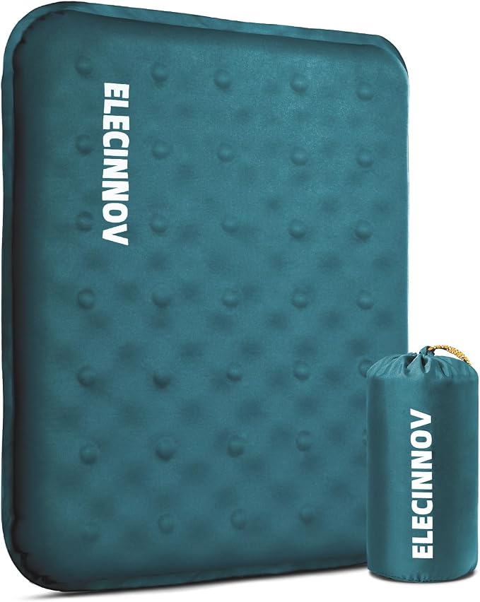 Inflatable Seat Cushion, Self Inflating Compact Stadium Seat Cushion | Airplane Bleacher Seat Cushion Comfortable & Portable Blow-Up High Density Foam Pad for Travel Outdoors Camping (Blue) by ELECINNOV