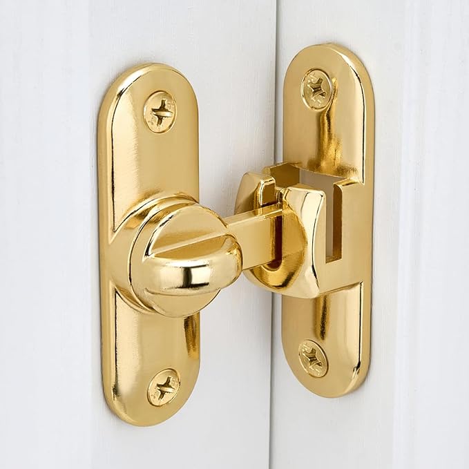 Gold 90/180 Degree Barn Door Latches,Flip Gate Lock | Zinc Alloy Flip Gate Latches,Right Angle Door Lock,for bedroom,garage,sliding door,window,cabinet,drawer,pet enclosures - Image 4