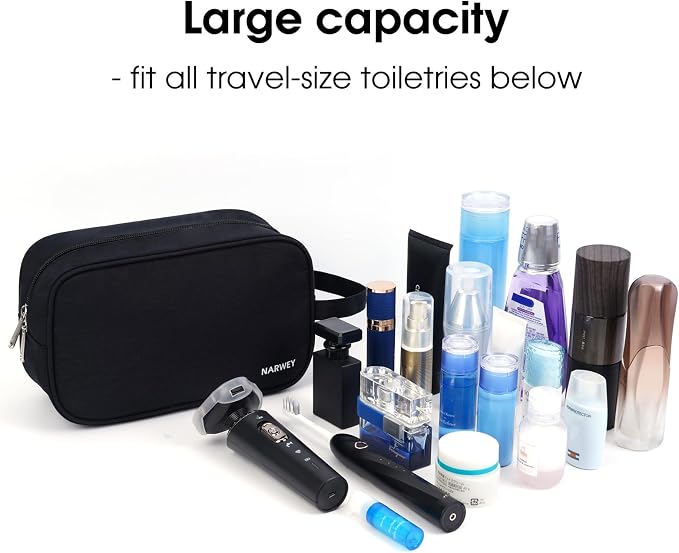 Narwey Travel Toiletry Bag for Women Traveling Dopp Kit Men Travel Bag for Toiletries Cosmetic Bag Makeup Bag Medicine Bag for Traveling (Black) - Image 4
