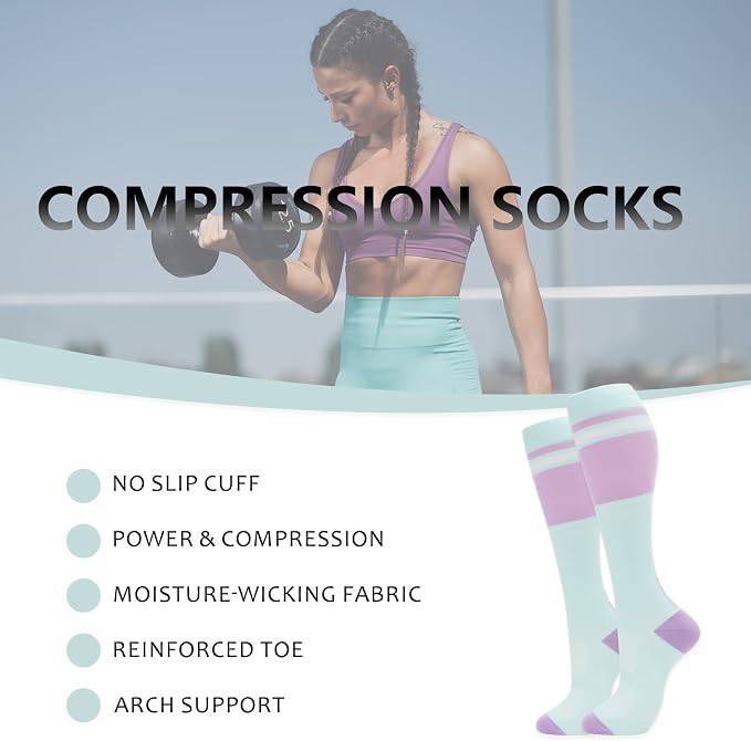 fenglaoda Compression Socks for Women Men 3 Pairs Graduated Compression Support Circulation Socks for Nurses - Image 2