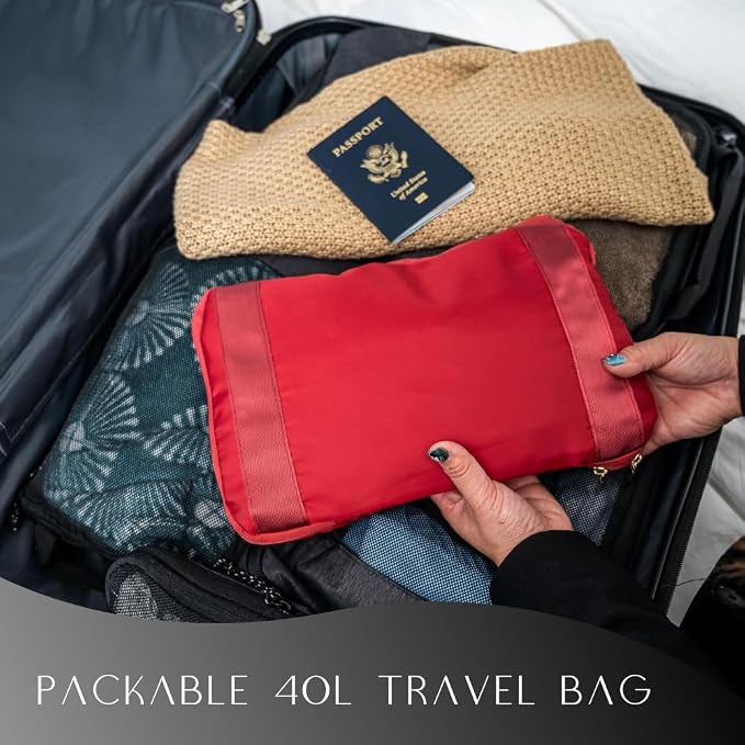 Large Travel Bag - Foldable & Expandable Carry-On Bag with Shoe Compartment, Water Bottle Pocket, Luggage Sleeve, Cosmetic Case - Image 8