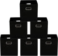 Yunkeeeper storage bins Cubes, Fabric Cube Organizer with Handle, Foldable Cube Bins for Cloth or Accessary Storage, 11x11x11, Set of 6, (black) by Yunkeeper