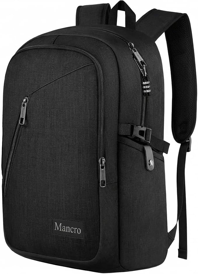 Mancro Laptop Backpack for Travel 17.3 Inch Anti-Theft Business Backpack | Large Travel Computer Bag Daypack Work Backpack with Lock and Laptop Compartment Fits 17.3 Inch Laptop for Men Women, Black - Image 8