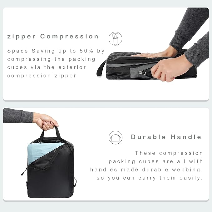 BAGAIL 6 Set Ultralight Compression Packing Cubes Packing Organizer for Travel Accessories Luggage Suitcase Backpack - Image 3