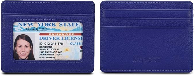 KALMORE womens Credit Holder Genuine Leather Slim Minimalist Card Case Wallet, Black With Id Window - Image 5