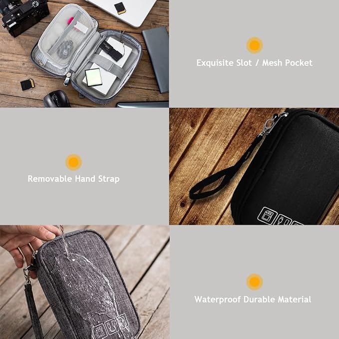 Electronic Organizer Bag Cable Organizer Travel Cord Organizer Case Pouch Portable Carrying Case for Charger Hard Drive Earphone USB SD Card (Purple) - Image 5