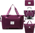 INVODA Travel Bag for Women Expandable Weekender Overnight Bag Carry on Sports Tote Gym Bag Waterproof Foldable Duffel Bag (Fuchsia) by INVODA