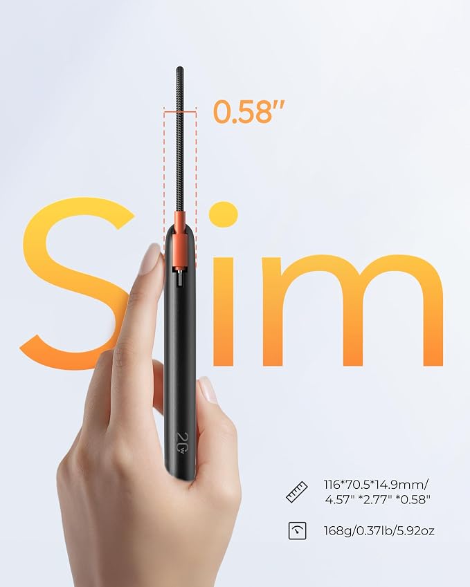 VIYISI Ultra Slim Portable Charger Small 10000mAh with Built-in USB C Cable | PD 20W Compact Power Bank Fast Charging Battery Pack, Travel Essential for iPhone 17 16 15 Samsung S25 A16 Android-Black - Image 2