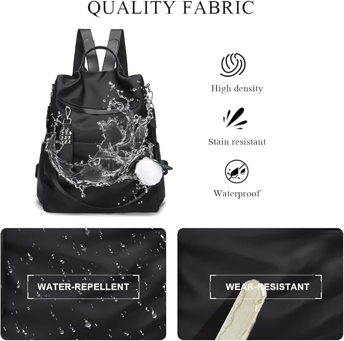 Fashion Anti-Theft Backpack Women,Waterproof Ladies Backpack Girls Casual Daypack Work Travel Rucksack Shoulder Bag(Black) - Image 4