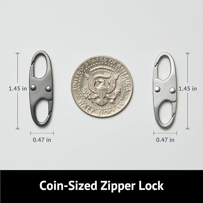 zelin Anti Theft Zipper Clips, Travel Essentials, Carabiner, 4Pcs Grey | Elegant Zinc Alloy Zipper Pull Locks, Airplane Gadgets and Travel Accessories for Backpacks, Commuting and Outdoor Safety - Image 2