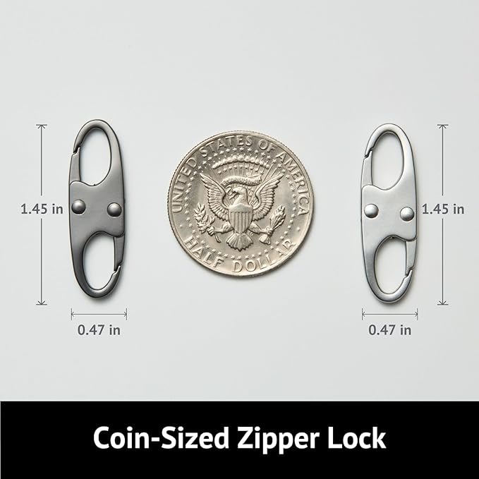 zelin Zipper Clips Anti thefts, Carabiner, Travel Essentials 8Pcs Grey | Premium Zinc Alloy Zipper Locks, Theft Deterrent for Luggage and Travel Backpack, Airplane Flight Essentials Safety - Image 2