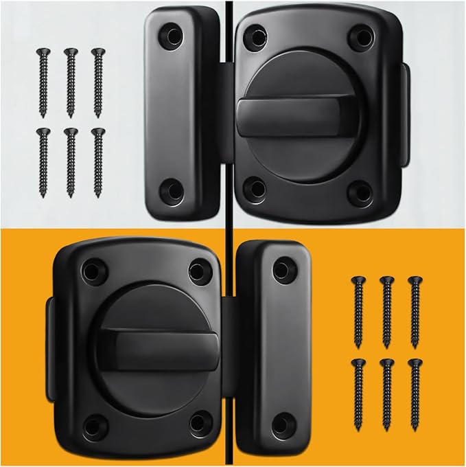 French Door Reinforcement Lock Latch Anti-Pick Night Lock | Inner door safety locks from inside zinc alloy,180 degree rotation lock hatch suitable for bathroom,bedrooms,RVs,and more by ANTEISI
