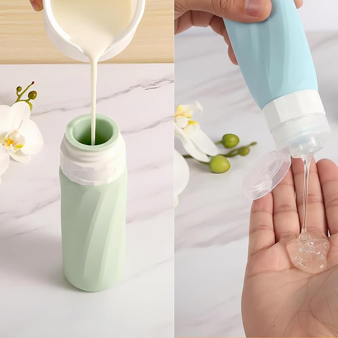 11 Pack Travel Bottles for Toiletries, TSA Approved 3oz Leak Proof Refillable Silicone Squeezable Containers Kit for Shampoo Lotion Conditioner with Toiletry Bag - Image 5