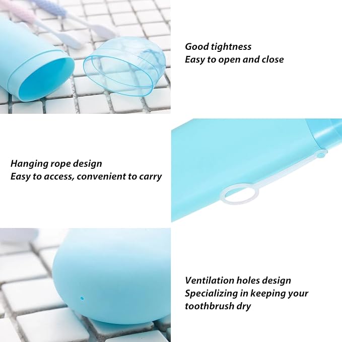 2 Packs Toothbrush Travel Case, Portable Toothbrush Case with Ventilation Hole for Travel, Plastic Toothbrush Holder Travel Size for Business Trip, School, Camping, Home - Purple+Blue - Image 3