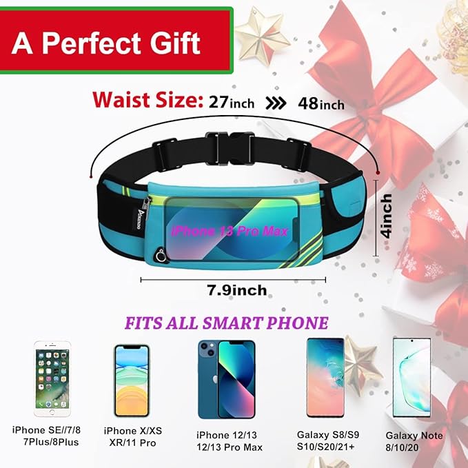 AIKENDO Slim Running Belt Fanny Pack Waist Bag Running Phone Holder | Workout Gear, Gym Fitness Pouch for Phone, Jogging Pocket Belt for Women & Men, Running Accessories For All Cell Phones - Image 2