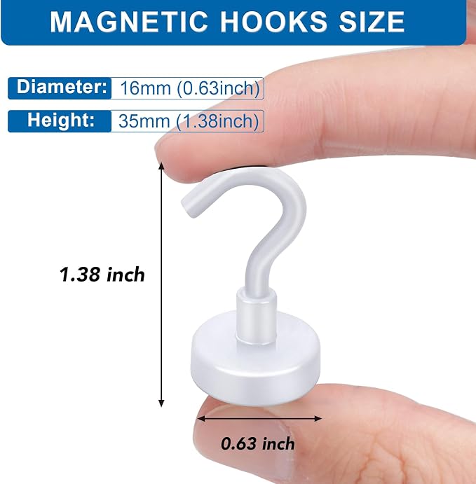 LOVIMAG Magnetic Hooks, Cruise Essentials 2026, 12 Pack-30LBS | Heavy Duty Strong Magnet Hook for Cruise Cabin, Refrigerator Fridge, Ship, Classroom, Kitchen Grills, White - Image 3