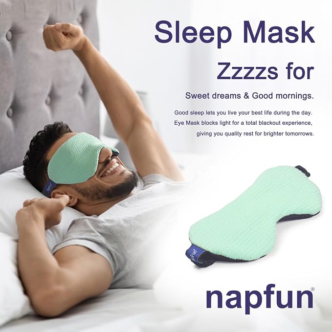 napfun Neck Pillow for Travel with Travel Pouch, Sleep Mask & Earplugs, Memory Foam Airplane Pillow for Headrest Sleep with Eyeshades, Plane Essentials with Eye Blindfold, Turquoise Striped Kit - Image 4