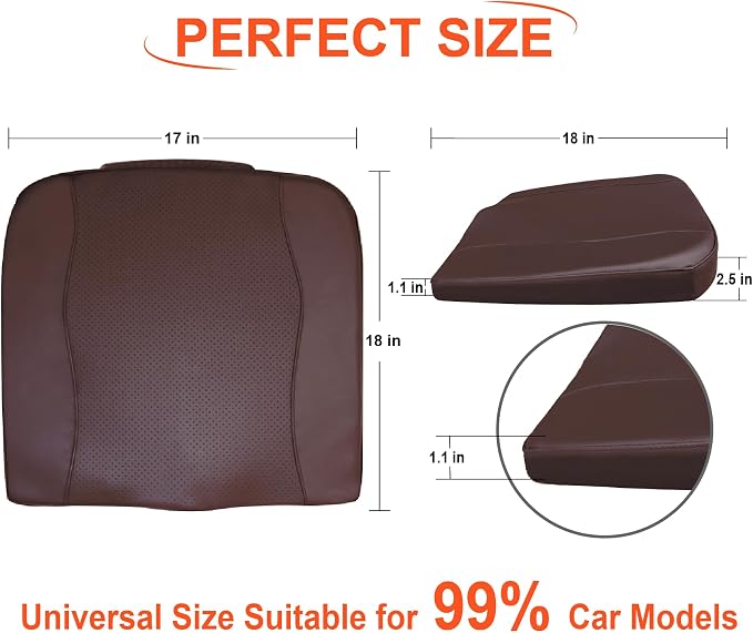 Lofty Aim Car Seat Cushion, Memory Foam Car Seat Cushions for Long Driving | Driver Seat Cushion Adds Height, Auto Seat Pillow for Sciatica Pain Relief, Butt Cushion for Car, Truck, PU Leather Brown - Image 7