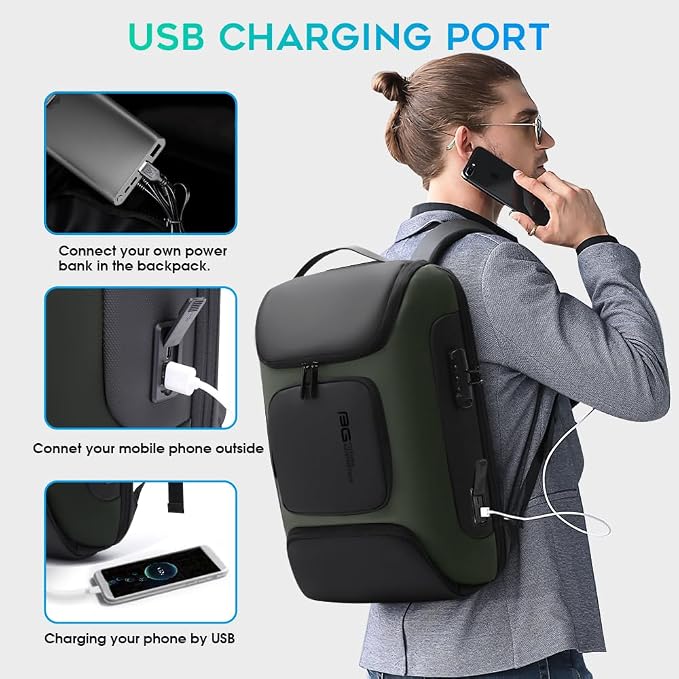 BANGE Business Backpack with USB Charging Port, Anti Theft Laptop Backpacks Fit for 15.6 INCH,Men Travel Backpack with Water Bottle Holder for Men and Women - Image 6