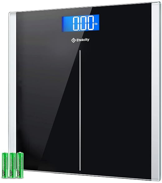 Etekcity Bathroom Scale for Body Weight, Digital, Highly Accurate, 400 lbs | Large 6mm Tempered Glass Platform, Clear LCD Display, Batteries Included, Safe Electronic Weighing for Daily Home Use by Etekcity
