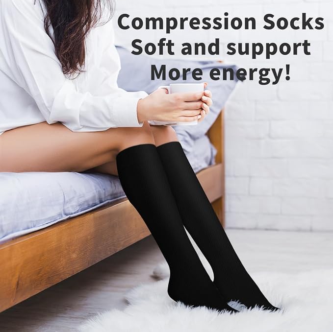 COOLOVER 4 Pairs Compression Socks for Women & Men Circulation 15-20mmHg -Best Support for Nursing, Athletic, Cycling, Flight - Image 5