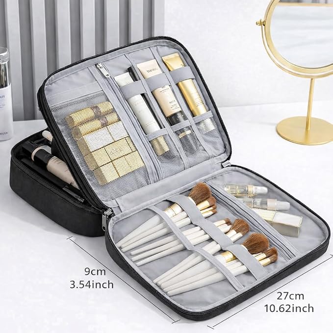 Electronic Organizer Travel Essentials Case, Waterproof Double Layer Cable Storage Pouch Bag for Charger, USB Cords, Power Bank, Phone Mouse SD Card Earphone Camera, Tablet (Up to 11 inch) - Image 7