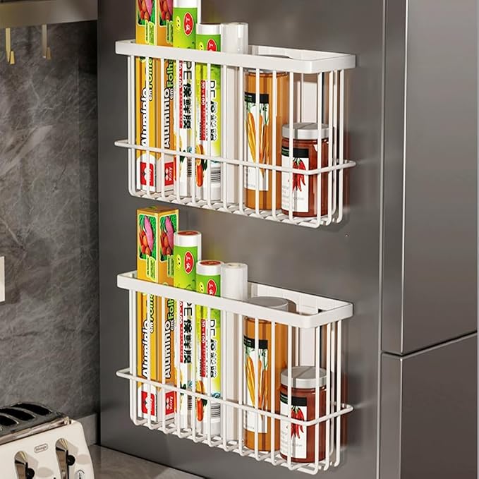 3 Piece Kitchen Cabinet Door Storage Box,Self Adhesive Wall Mounted Storage Boxes,Wardrobe/Bathroom/Refrigerator Small Items Organizer Storage Box (White3) - Image 4