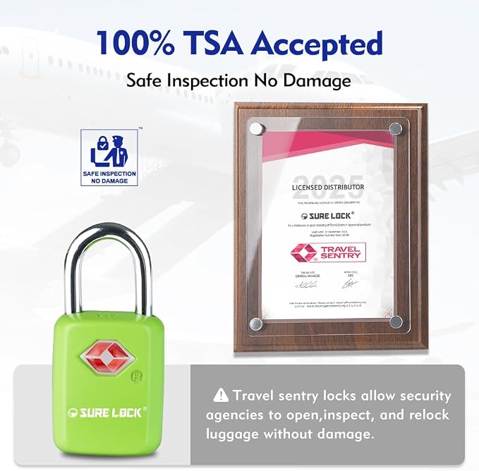 SURE LOCK Mini TSA Approved Keyed Luggage Lock – One Key Opens All, Fits Tight Zipper Gaps & Small Pull Holes, Compact Travel Lock for Suitcases, Backpacks & Handbags - Image 2