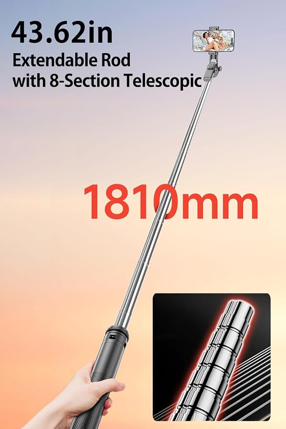 Selfie Stick, Phone Tripod 71" Stand 360 Rotation with Detachable Phone Holder & Wireless Remote, Compatible with All Cell Phones, Camera for Content Creator Vlog Live Stream Video Record - Image 6
