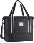 WALNEW Travel Duffel Bag, Weekender Overnight Carry On Bag for Women Men, Foldable Waterproof Gym Luggage with Metal Buckle Detachable Shoulder Strap and Wet Compartment (Black) | Overnight Carry On Bag, Foldable Waterproof Gym Luggage with Metal Buckl... by WALNEW