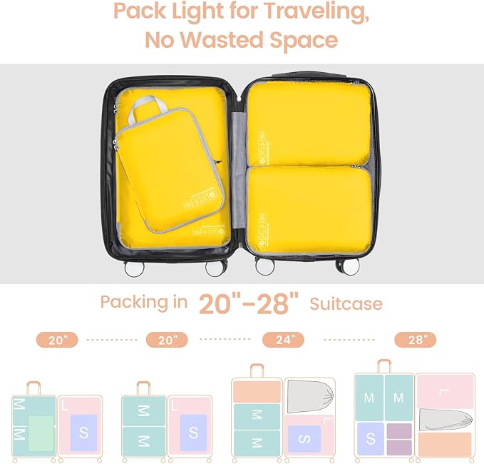 Cambond Compression Packing Cubes for Travel - Luggage Suitcase Organizer | Compression Zip Design for Space-saving, Expandable, Lightweight, Keep Clothes Sorted, Luggage Space Tidy, Carry on Pack Fast - Image 4