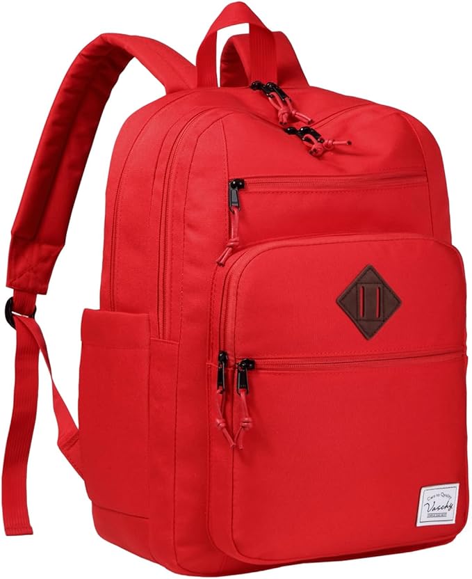 VASCHY School Backpack for Teen Girls, Bookbag Schoolbag Casual Daypack for High School/College/Women/Travel/Work Red by Vaschy