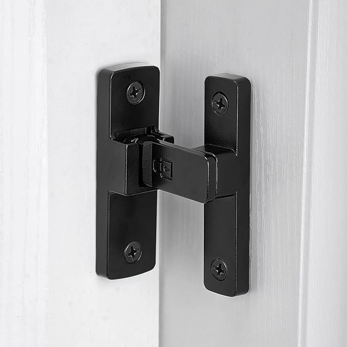 Black 90 Degree Barn Door Lock ，Right Angle Door Lock Latch | Zinc Alloy Flip Gate Latches,for bedroom,garage,balcony,barn,sliding door,bathroom,window,cabinet,drawer,pet enclosures by INIRET