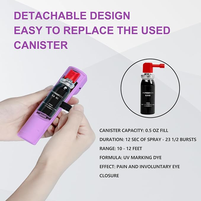 3-in-1 Personal Alarm with Pepper Spray, 130dB Siren, Red Strobe Lights, Replaceable Canister, Rechargeable, Self Defense Keychain for Women - Image 6