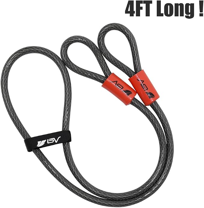 BV 4FT Heavy-Duty Security Cable Lock with Loops – Extra Thick 10mm (3/8") Braided Steel, Cut-Resistant & Weatherproof Wire Cable for Padlock, Gate, Bike, Motorcycle & Outdoor Equipment - Image 3