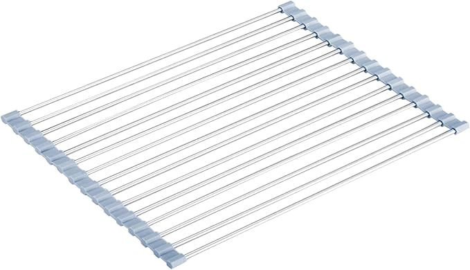 Seropy Roll Up Dish Drying Rack Over Sink Over The Sink Dish Drying Rack Kitchen Dish Drainer, Folding Dish Rack for Kitchen Sink Counter Stainless Steel Mat Foldable Dish Dryer Racks 17.5" x 13.7" - Image 7