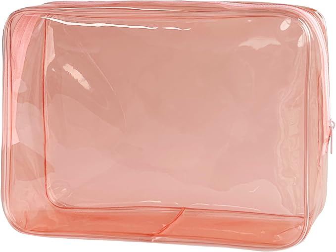 Waterproof PVC Makeup Bag - Leakproof Cosmetic Organizer for Travel Toiletry Storage 9.84×7.09×2.36 Inch for Women & Men (Brown) by TotePrint