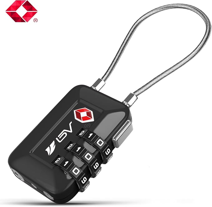 BV Black Combination Lock, TSA Approved, Resettable, 1000 Possibilities - Image 2