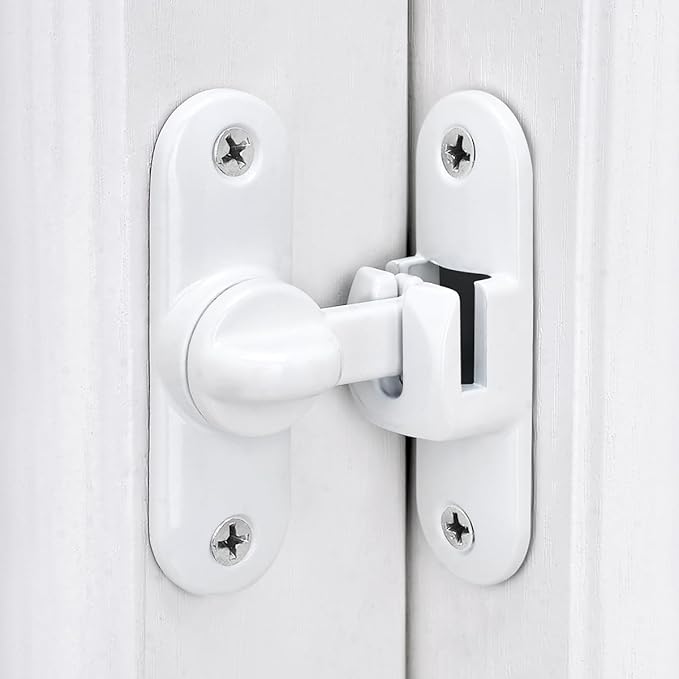4 Packs White 90/180 Degree Barn Door Latches,Flip Gate Lock | Zinc Alloy Flip Gate Latches,Right Angle Door Lock,for bedroom,garage,sliding door,window,cabinet,drawer,pet enclosures - Image 3